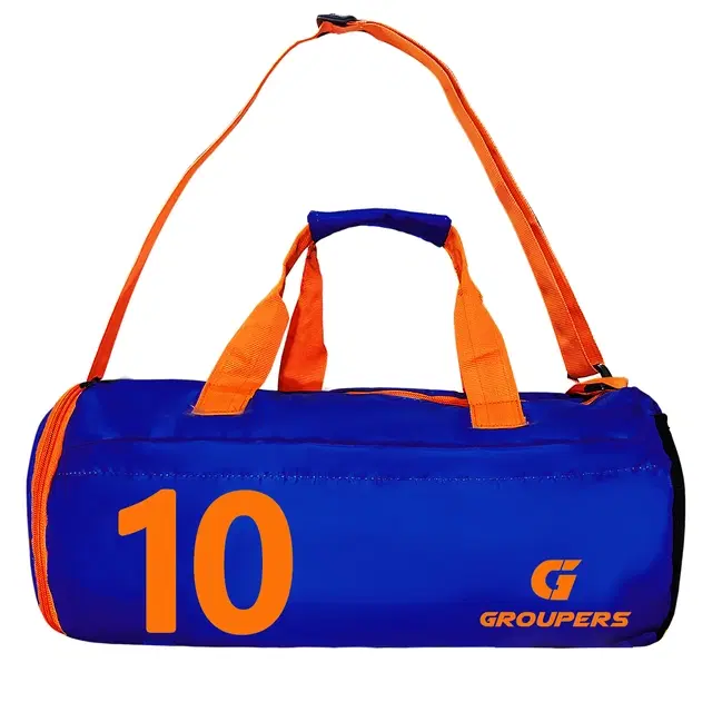 Polyester Printed Gym Bag for Men & Women, Blue & Orange