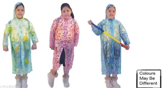 Polyester Rain Coat for Kids, Assorted, 3-4 Years, Pack of 1