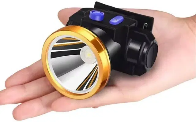 Long-Lasting Waterproof High-Power Lithium Battery Headlamp 2000mAh Torch, Black, 8 cm, Rechargeable, Pack of 1