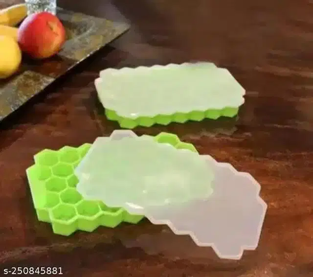 All In One Ice Cube Tray, Green, Pack Of 2