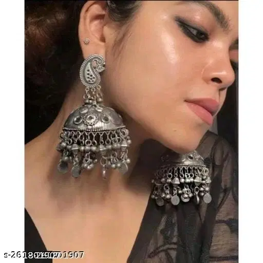 Black Big Jhumka Earring