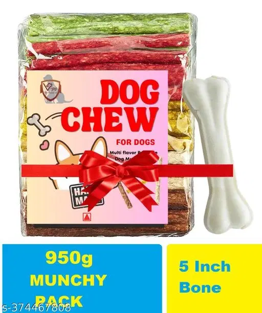 Multiflavor Dog Rawhide Rich Protien Munchy Sticks with 5 Inch bone ,950gm, (Pack Of 1)