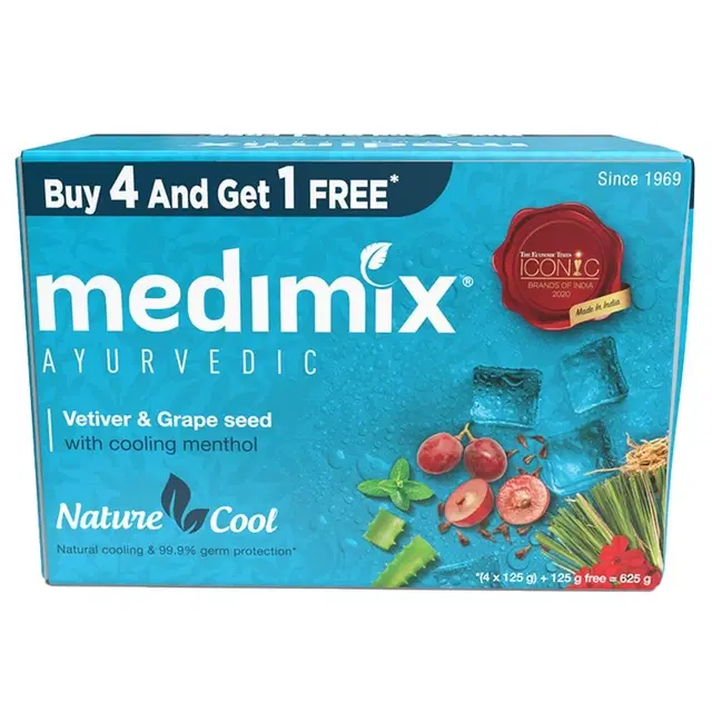 Medimix Ayurvedic Nature Cool Soap 5X125 g (Buy 4 Get 1 Free)