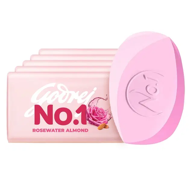 Godrej No.1 Bath Soap Rosewater & Almond 5X100 g (Buy 4 Get 1 Free)