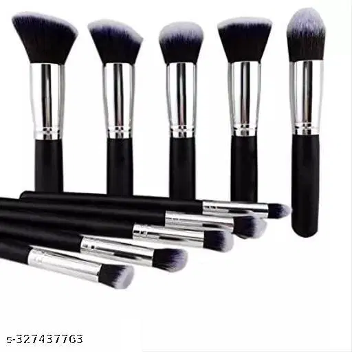 Kamz 10 piece professional cosmetic makeup brush set comes with transparent plastic bag
