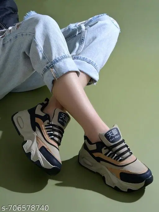 Solid Synthetic Slip-on Sneakers for Women (Black, IND-3)