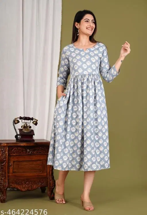 Rayon Kurti for Women, Grey (L)