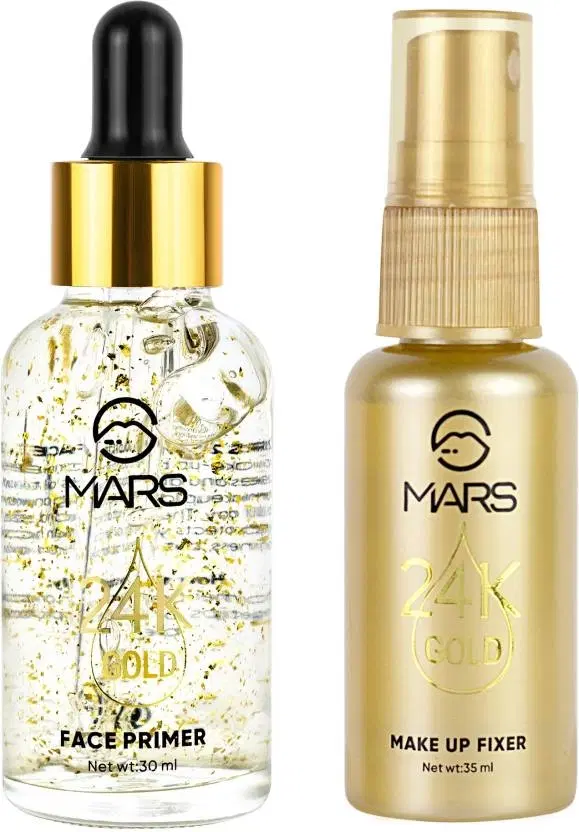 MARS 2 in 1 24 K Gold Primer and Makeup Setting Spray Primer, 65 ml, Transparent
