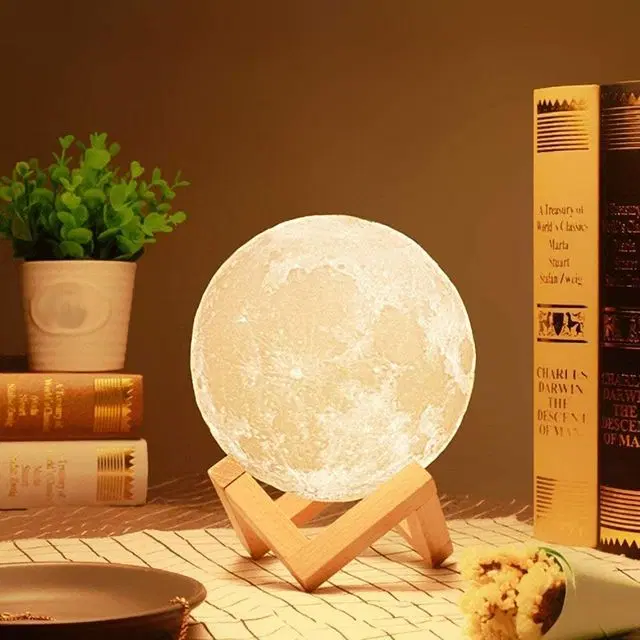 K Kudos 7 Color Changing Moon Night Rechargeable Lamp With Stand For Bedroom Lights