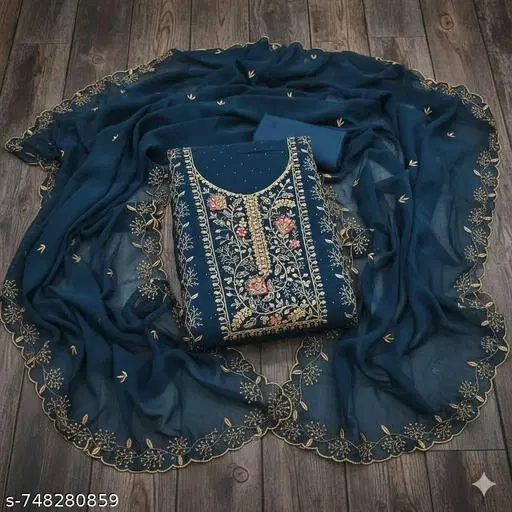 Georgette Punjabi/All Over Suits Semi-Stitched Suits (Multicolor, 5.85 meter for Women (S)