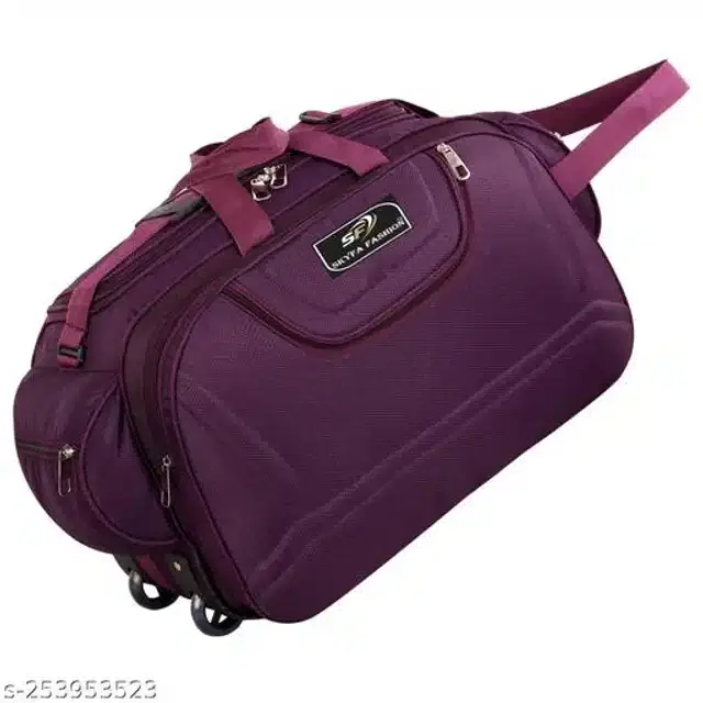 Nylon Strolley Duffel Bag, Purple, 60 L