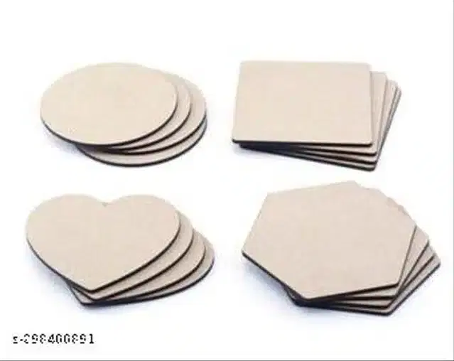 Wooden Tea Coaster, Beige, Pack of 24