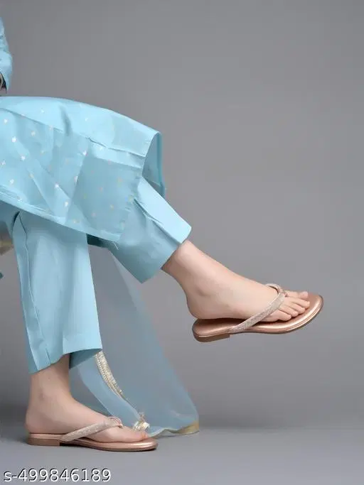 Embellished Synthetic Flat Sandals for Women (Peach, IND-3)