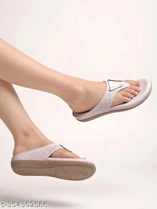Solid Comfort Sandals for Women (Purple, IND-3)