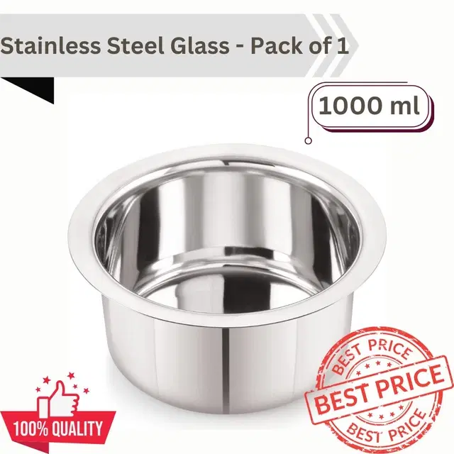 Classic Essentials Heavy Stainless Steel Patila, Silver, 1000 ml