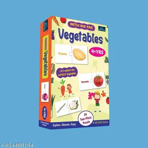 Match Pair Vegetables Jigsaw Puzzle for Kids | Educational Learning Toy to Identify Vegetable Names | Brain Development & Problem-Solving Game | Preschool, Kindergarten & Nursery | Ideal Birthday & Gift Toy
