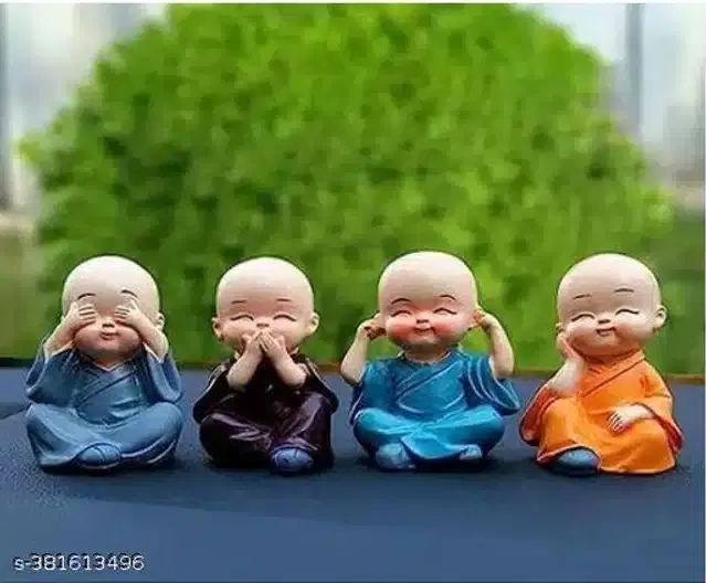 Resin Baby Monks Showpieces, Multicolor, Set of 4