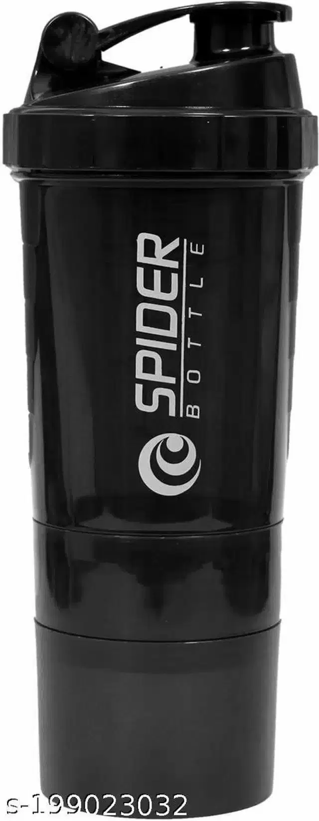 Plastic Gym Shaker and Sipper, Black, 500 ml