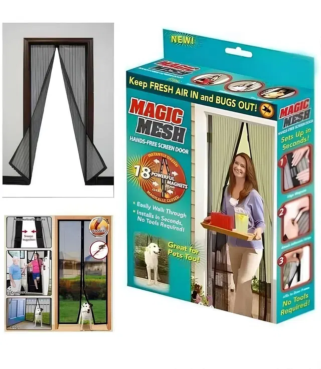 Magnetic Mosquito Polyester Net for Door, Assored (Pack of 1)