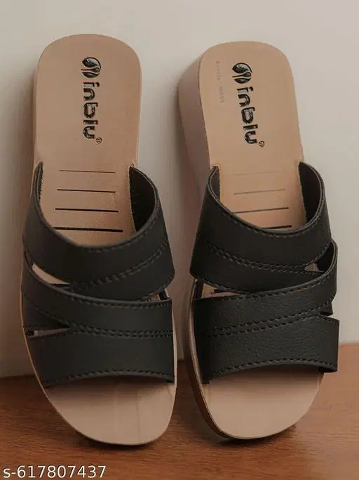 Inblu Sandals for Women (Black, 2)