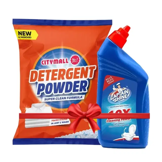 Captain Shine Disinfectant Toilet Cleaner 250 ml + Citymall No.1 Detergent Powder 1 kg