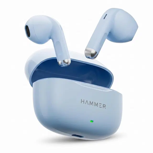 Hammer New Ultra Pods 2026 Tws Wireless Bluetooth Earbuds With Inbuilt Mic, 100h Standby Time, 50h Playtime, Usb Type-C, 13mm Dynamic Drivers, Bt V6.0, Ipx5 Water-Resistant Earphones (Blue)