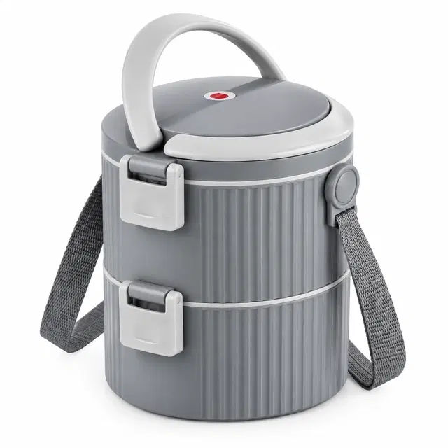 Cello Duplex, Grey | Insulated Carrier | Keeps Meals Warm | Easy-Grip Handle