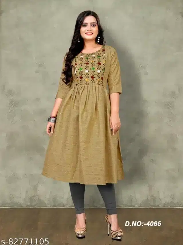 Cotton Embroidered Women Feeding Kurta Set for Women, Set of 1 (Green, M)
