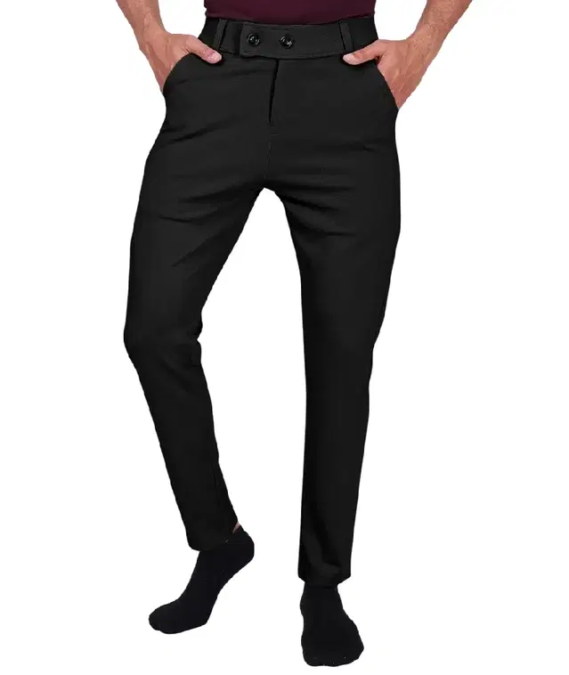 Lycra Blend Trouser for Men (Black, 36)