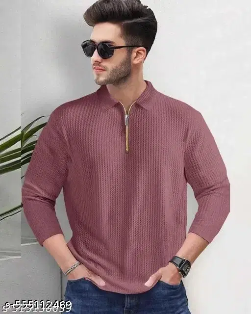 Cotton Blend T-shirt for Men, Maroon (L)