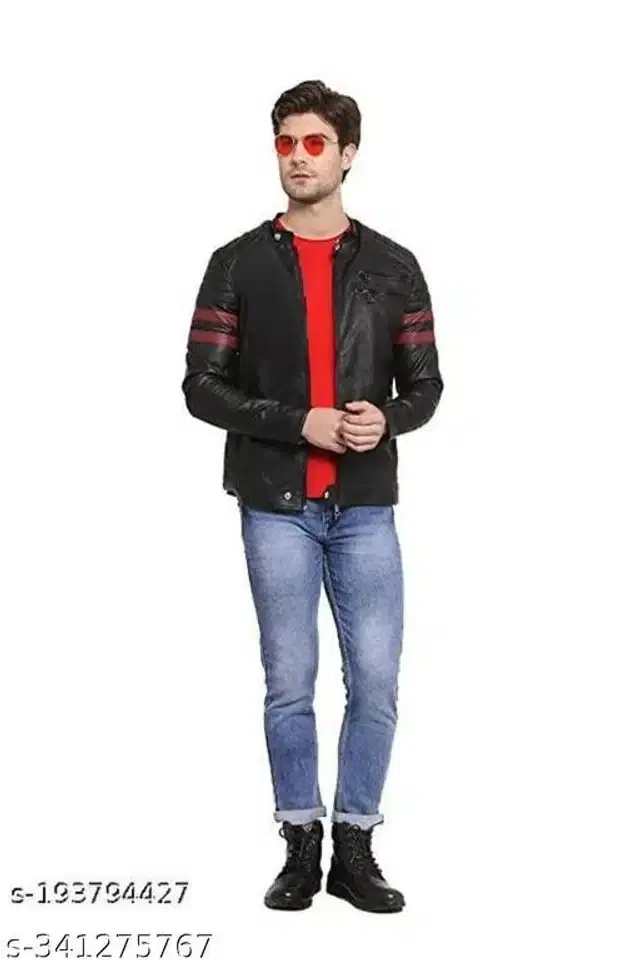 Leather Jacket for Men (Black, L)
