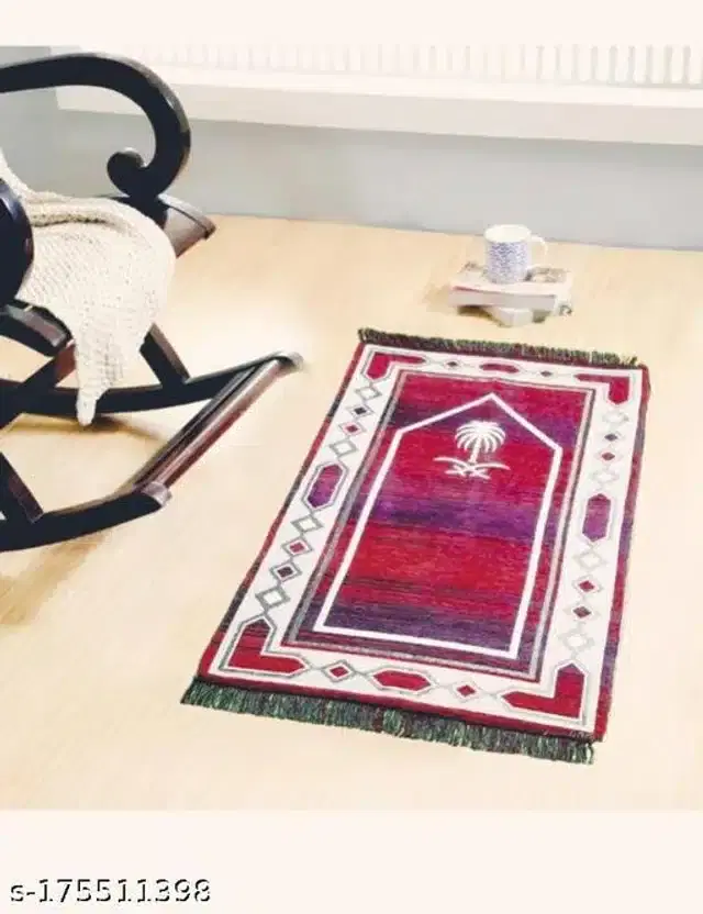 Prayer Mat, Red & White, 44x28x0.5 inches