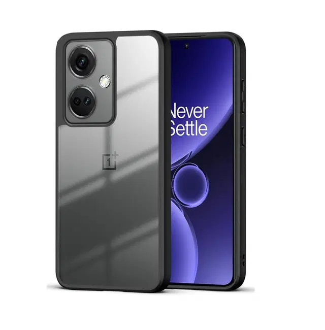 Aramid Fiber Transparent Hybrid Hard Bumper Mobile Back Cover for OnePlus Nord CE3 5G, Black