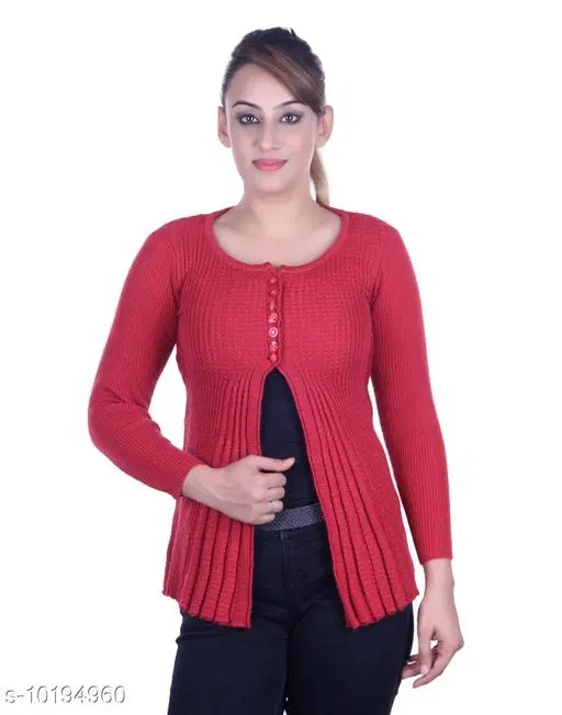 Acrylic Solid Sweater for Women (Maroon, M)