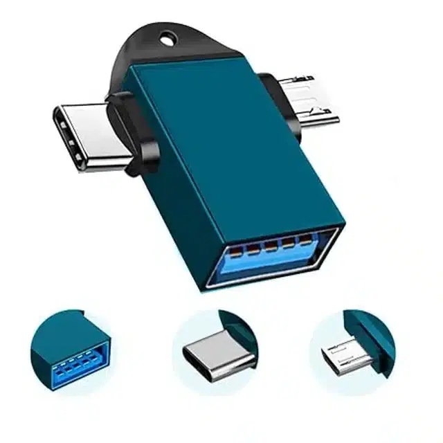 2 in 1 USB Type C OTG Adapter, Multicolor