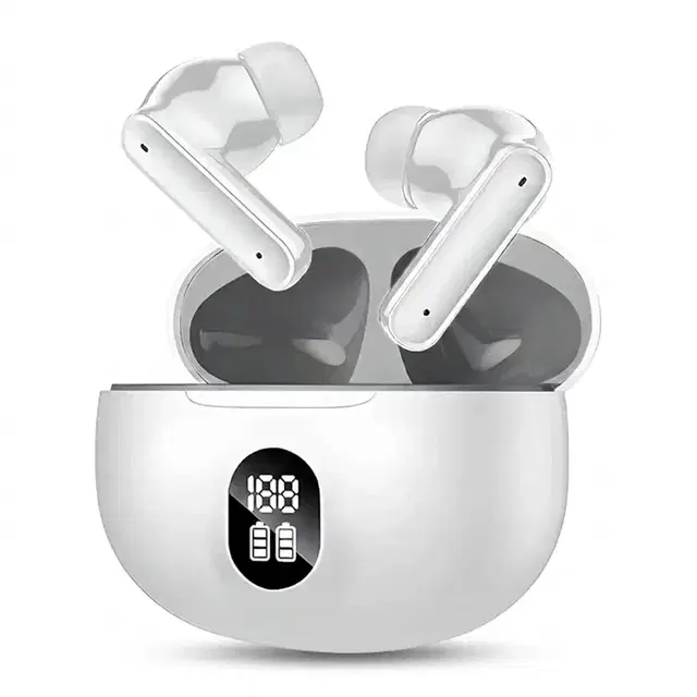 PODS TWS Earbuds with Battery Display (White/Grey)