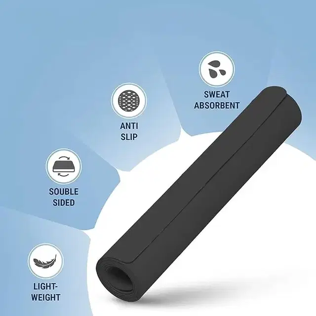 Yoga Mat 4 mm Anti slip for Home Gym & Outdoor Workout, Black, Pack of 1