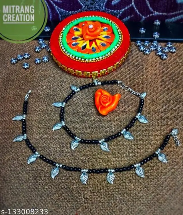 Alloy Anklets for Women, Pack of 2 (Multicolor)