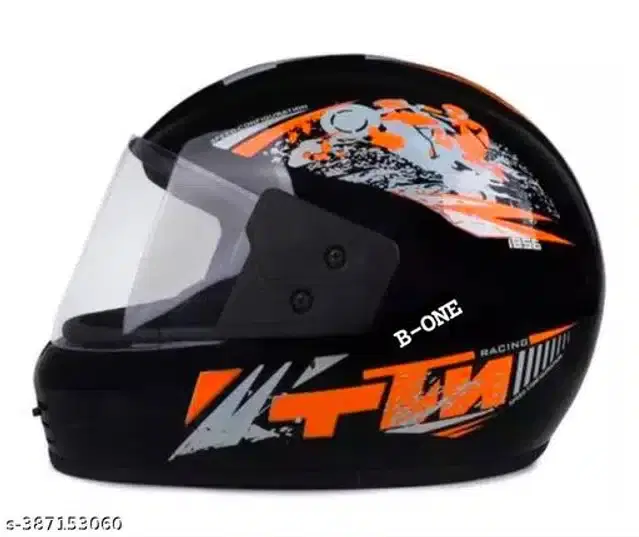 Full Face Helmet for Men & Women, Black & Orange