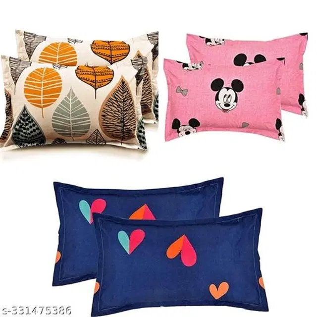 Cotton Pillow Covers, Multicolor, 17x27 inches, Pack of 6