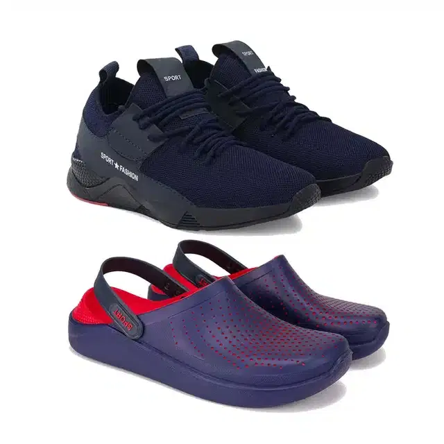 Shoes with Clogs for Men, Pack Of 2 (Multicolor, 9)