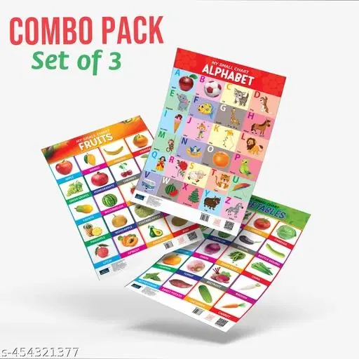 Bookford Publications My small chart Alphabet, Fruits & Vegetables (Set of 3)