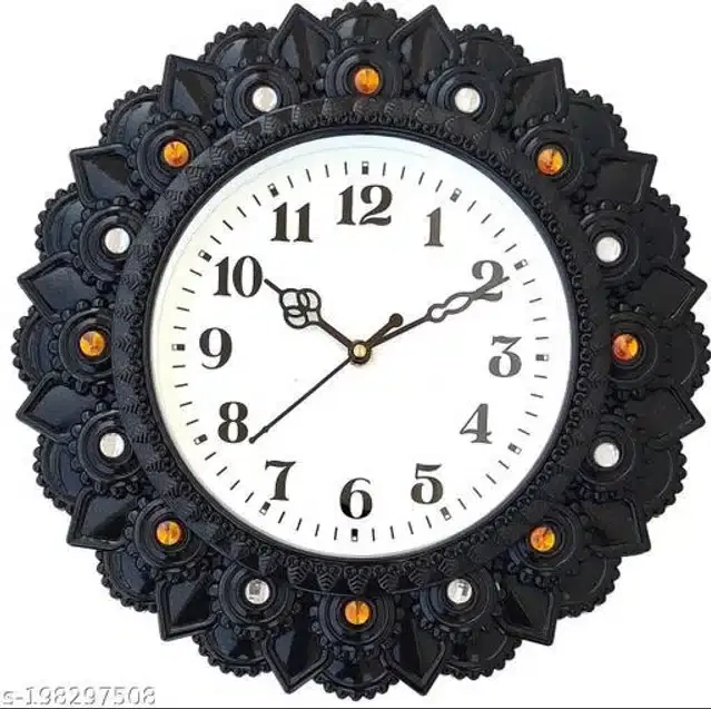 Plastic Analog Wall Clock, Black & White