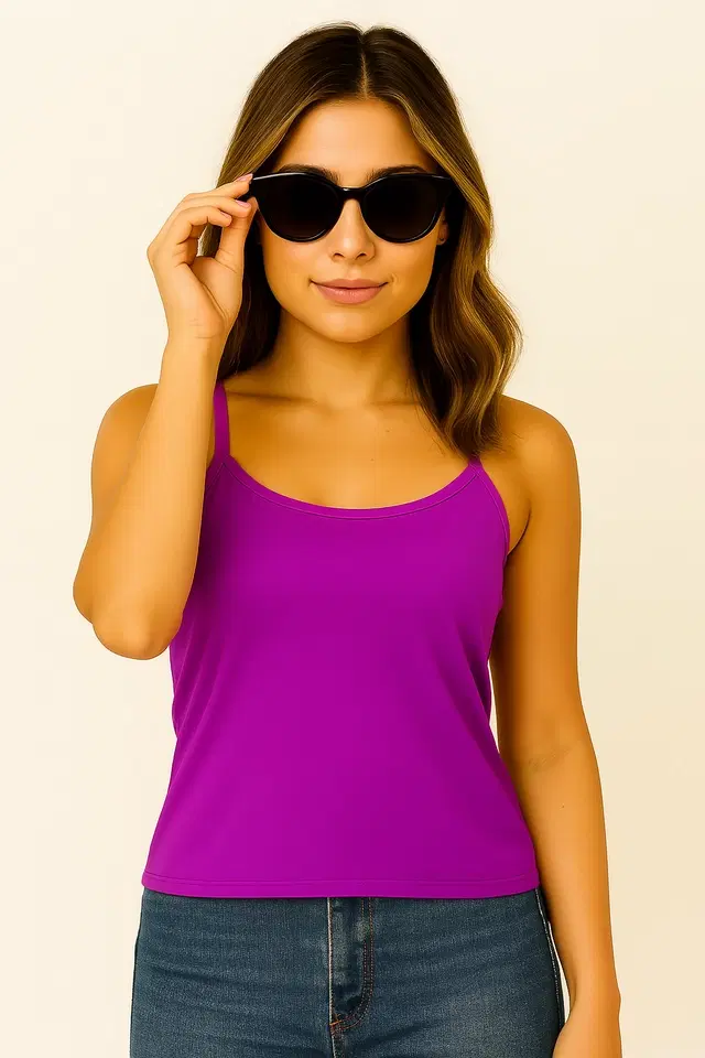 Cotton Solid Camisole for Women, Purple (S)