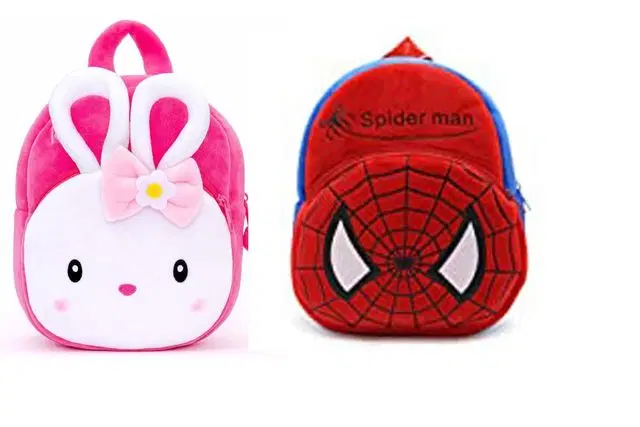 Heaven Decor Naughty And Spider Velvet Soft Plus Kidds School Bag Combo, A070