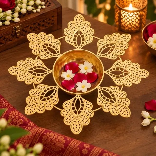 Metal Suryarup Urli 7 Inch, Decorative Traditional Urli For Pooja, Home & Diwali Decor