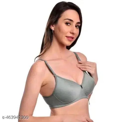 Cotton Blend Solid Bra for Women & Girls, Light Green (32A)