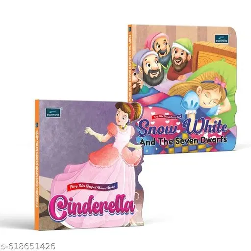 Fairy Tale Shaped Board Book – Cinderella & Snow White and the Seven Dwarfs (Set of 2) | Durable Early Learning Story Books for Kids | Attractive Shape-Cut Design | Ideal for Reading Skills & Imaginative Growth