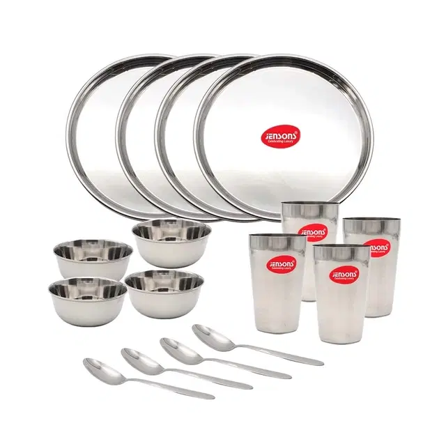 JENSONS 16 Pieces steel dinner set, Sliver
