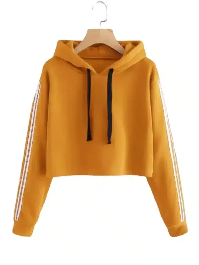 Fleece Solid Hoodie for Women (Yellow, S)